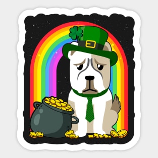 American Bulldog Rainbow Irish Clover St Patrick Day Dog product Sticker